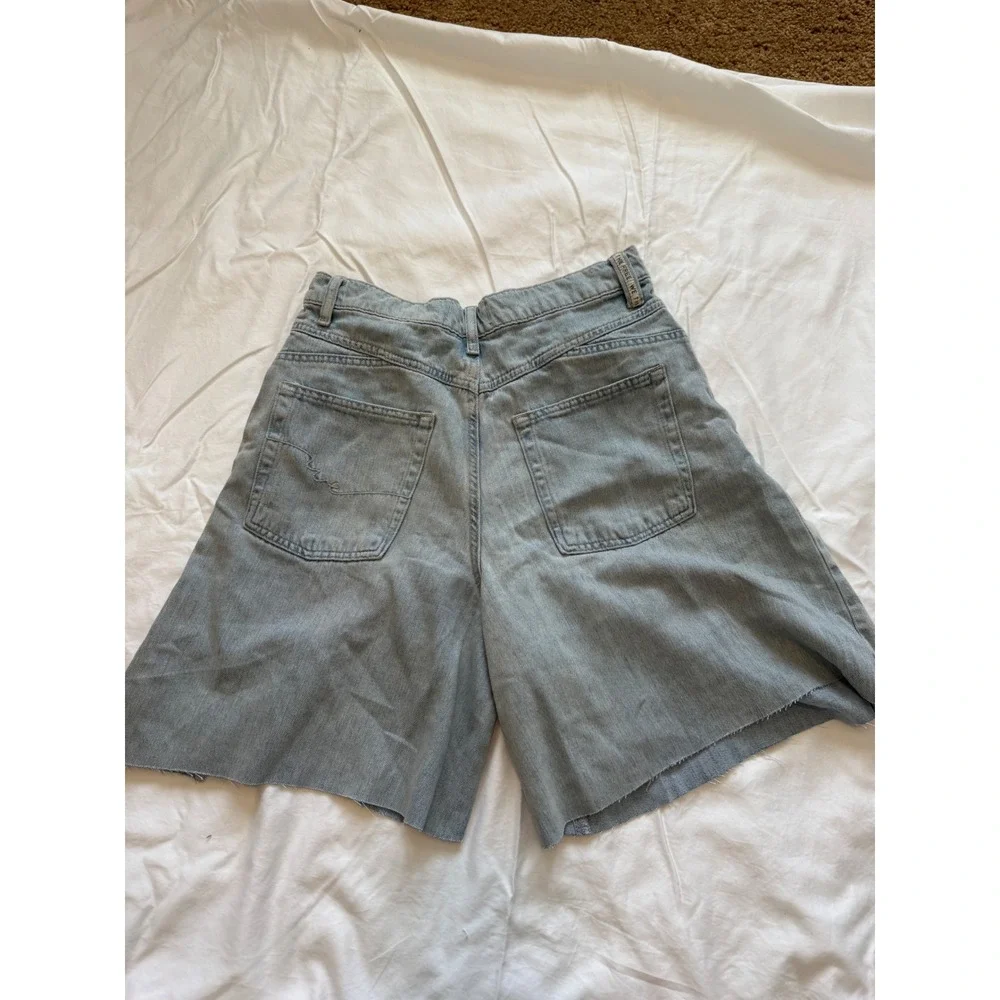 Free People We The Free Light Wash Denim Wide Leg Cutoff Shorts Size 30